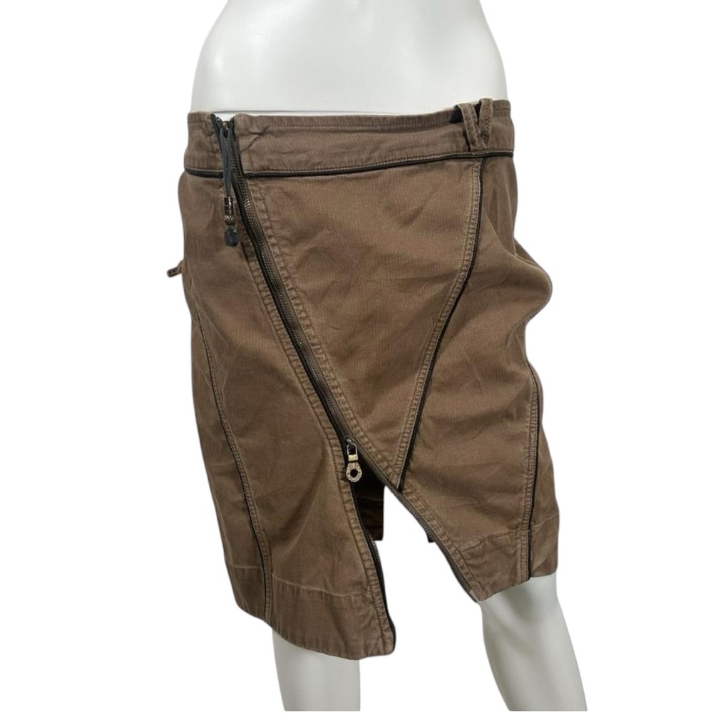 Diesel tan/brown skirt with an adjustable asymmetrical zipper, Sz 31